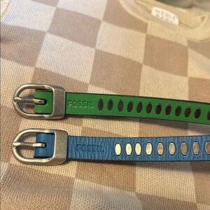 NWT x2 Fossil Green and Blue Belt Set (2 belts )